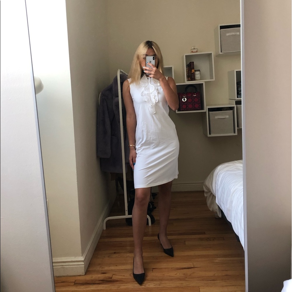 anne fountaine white ruffle dress